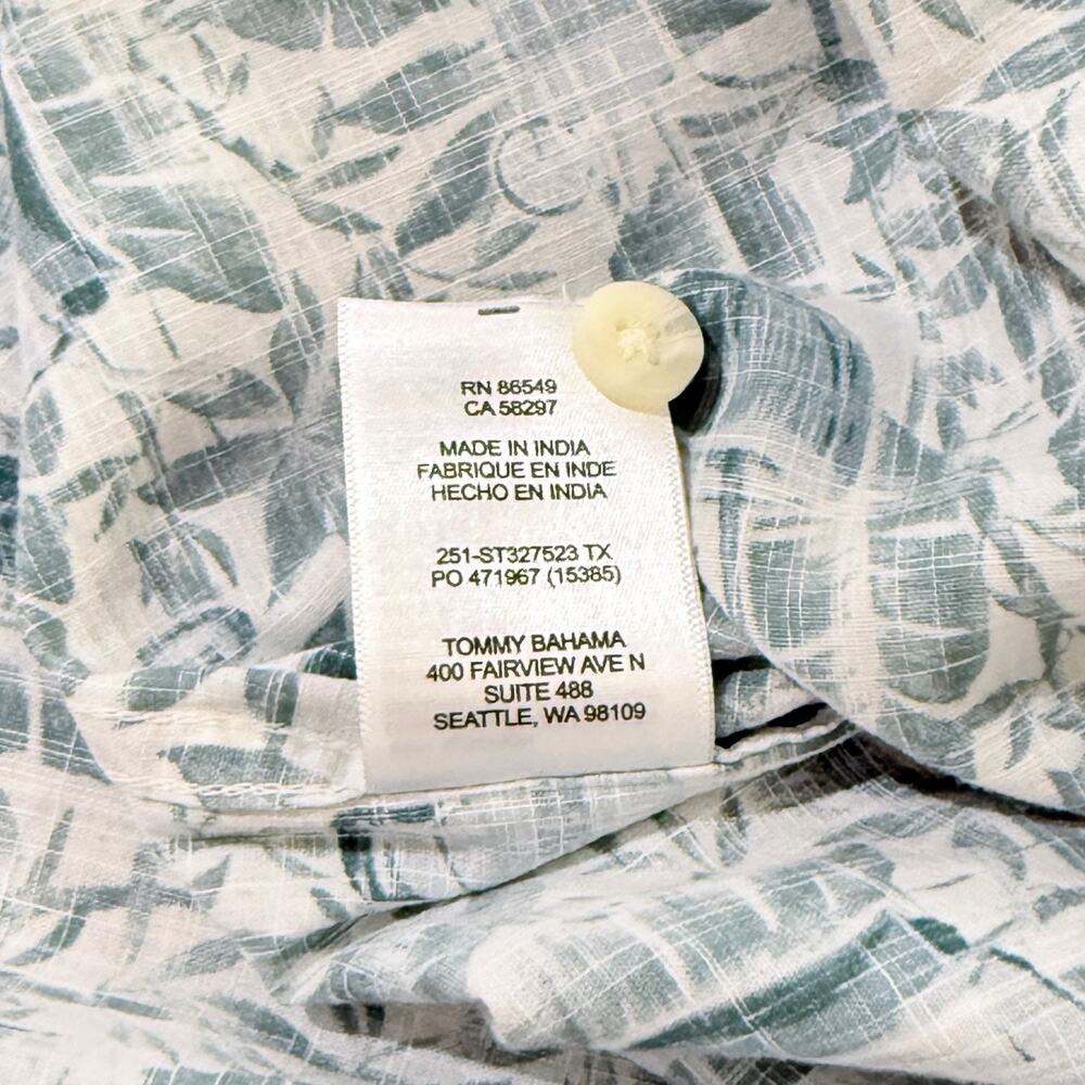 NWT Tommy Bahama Mens L Deep Sea Teal Cotton Tropical Pineapple Print Camp Shirt - Picture 5 of 9